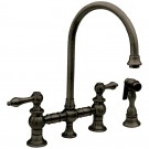 WHI-WHKBLV3-9101-P Vintage III bridge faucet with long gooseneck swivel spout, lever handles and solid brass side spray