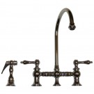 WHI-WHKBLV3-9101-C Vintage III bridge faucet with long gooseneck swivel spout, lever handles and solid brass side spray