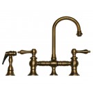 WHI-WHKBLV3-9106-AB Vintage III entertainment/prep bridge faucet with short gooseneck swivel spout, lever handles and solid brass side spray