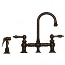 WHI-WHKBLV3-9106-MB Vintage III entertainment/prep bridge faucet with short gooseneck swivel spout, lever handles and solid brass side spray