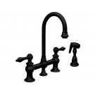 WHI-WHKBLV3-9106-ORB Vintage III entertainment/prep bridge faucet with short gooseneck swivel spout, lever handles and solid brass side spray