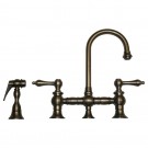 WHI-WHKBLV3-9106-P Vintage III entertainment/prep bridge faucet with short gooseneck swivel spout, lever handles and solid brass side spray