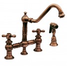 WHI-WHKBTCR3-9201-ACO Vintage III bridge faucet with long traditional swivel spout, cross handles and solid brass side spray