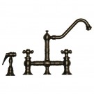 WHI-WHKBTCR3-9201-P Vintage III bridge faucet with long traditional swivel spout, cross handles and solid brass side spray