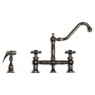WHI-WHKBTCR3-9201-C Vintage III bridge faucet with long traditional swivel spout, cross handles and solid brass side spray