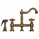 WHI-WHKBTCR3-9206-AB Vintage III entertainment/prep bridge faucet with short traditional swivel spout, cross handles and solid brass side spray