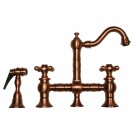 WHI-WHKBTCR3-9206-ACO Vintage III entertainment/prep bridge faucet with short traditional swivel spout, cross handles and solid brass side spray
