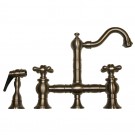 WHI-WHKBTCR3-9206-BN Vintage III entertainment/prep bridge faucet with short traditional swivel spout, cross handles and solid brass side spray