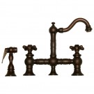WHI-WHKBTCR3-9206-MB Vintage III entertainment/prep bridge faucet with short traditional swivel spout, cross handles and solid brass side spray