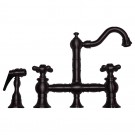 WHI-WHKBTCR3-9206-ORB Vintage III entertainment/prep bridge faucet with short traditional swivel spout, cross handles and solid brass side spray