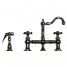 WHI-WHKBTCR3-9206-C Vintage III entertainment/prep bridge faucet with short traditional swivel spout, cross handles and solid brass side spray