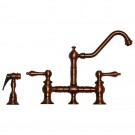 WHI-WHKBTLV3-9201-ACO Vintage III bridge faucet with long traditional swivel spout, lever handles and solid brass side spray