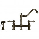 WHI-WHKBTLV3-9201-BN Vintage III bridge faucet with long traditional swivel spout, lever handles and solid brass side spray