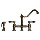 WHI-WHKBTLV3-9201-P Vintage III bridge faucet with long traditional swivel spout, lever handles and solid brass side spray
