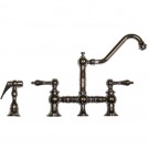 WHI-WHKBTLV3-9201-C Vintage III bridge faucet with long traditional swivel spout, lever handles and solid brass side spray
