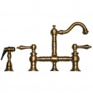 WHI-WHKBTLV3-9206-AB Vintage III entertainment/prep bridge faucet with short traditional swivel spout, lever handles and solid brass side spray