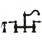 WHI-WHKBTLV3-9206-ORB Vintage III entertainment/prep bridge faucet with short traditional swivel spout, lever handles and solid brass side spray