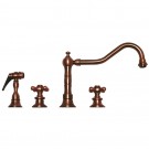 WHI-WHKCR3-4400-ACO Vintage III widespread faucet with long traditional swivel spout, cross handles and solid brass side spray
