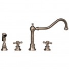 WHI-WHKCR3-4400-BN Vintage III widespread faucet with long traditional swivel spout, cross handles and solid brass side spray