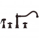 WHI-WHKCR3-4400-MB Vintage III widespread faucet with long traditional swivel spout, cross handles and solid brass side spray