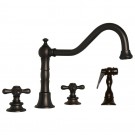 WHI-WHKCR3-4400-ORB Vintage III widespread faucet with long traditional swivel spout, cross handles and solid brass side spray