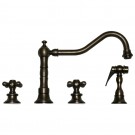 WHI-WHKCR3-4400-P Vintage III widespread faucet with long traditional swivel spout, cross handles and solid brass side spray