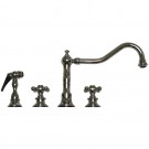 WHI-WHKCR3-4400-C Vintage III widespread faucet with long traditional swivel spout, cross handles and solid brass side spray