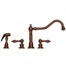 WHI-WHKLV3-4400-ACO Vintage III widespread faucet with long traditional swivel spout, lever handles and solid brass side spray