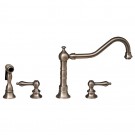 WHI-WHKLV3-4400-BN Vintage III widespread faucet with long traditional swivel spout, lever handles and solid brass side spray