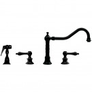 WHI-WHKLV3-4400-ORB Vintage III widespread faucet with long traditional swivel spout, lever handles and solid brass side spray