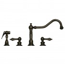WHI-WHKLV3-4400-P Vintage III widespread faucet with long traditional swivel spout, lever handles and solid brass side spray