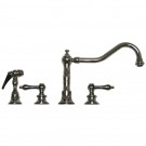 WHI-WHKLV3-4400-C Vintage III widespread faucet with long traditional swivel spout, lever handles and solid brass side spray