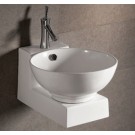 WHI-WHKN1051-1060 Isabella round above mount basin with overflow and center drain and matching wall mount counter top