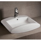 WHI-WHKN1099 Isabella rectangular wall mount basin with integrated rectangular bowl, overflow, single faucet hole and rear center drain