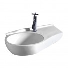 WHI-WHKN1120 Isabella curve shape wall mount basin with integrated oval bowl, single faucet hole and center drain