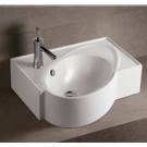 WHI-WHKN1129 Isabella rectangular wall mount basin with integrated oval bowl, overflow, single faucet hole and rear center drain