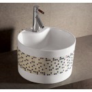 WHI-WHKN4045-03 Isabella decorative round wall mount basin with single faucet hole and center drain