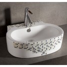 WHI-WHKN4046-03 Isabella decorative oval wall mount basin with overflow, single faucet hole and center drain