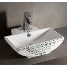 WHI-WHKN4047-03 Isabella decorative rectangular wall mount basin with overflow, single faucet hole and center drain