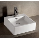 WHI-WHKN4051 Isabella square wall mount basin with overflow, single faucet hole and rear center drain