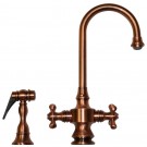 WHI-WHKSDCR3-8104-ACO Vintage III dual handle entertainment/prep faucet with short gooseneck swivel spout, cross handles and solid brass side spray