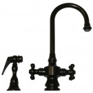 WHI-WHKSDCR3-8104-ORB Vintage III dual handle entertainment/prep faucet with short gooseneck swivel spout, cross handles and solid brass side spray
