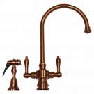 WHI-WHKSDLV3-8101-ACO Vintage III dual handle faucet with long gooseneck swivel spout, lever handles and solid brass side spray