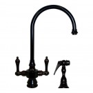 WHI-WHKSDLV3-8101-ORB Vintage III dual handle faucet with long gooseneck swivel spout, lever handles and solid brass side spray