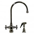 WHI-WHKSDLV3-8101-C Vintage III dual handle faucet with long gooseneck swivel spout, lever handles and solid brass side spray