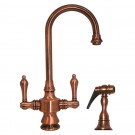WHI-WHKSDLV3-8104-ACO Vintage III dual handle entertainment/prep faucet with short gooseneck swivel spout, lever handles and solid brass side spray