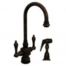 WHI-WHKSDLV3-8104-MB Vintage III dual handle entertainment/prep faucet with short gooseneck swivel spout, lever handles and solid brass side spray