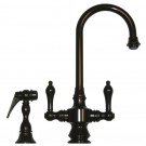 WHI-WHKSDLV3-8104-ORB Vintage III dual handle entertainment/prep faucet with short gooseneck swivel spout, lever handles and solid brass side spray