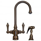WHI-WHKSDLV3-8104-P Vintage III dual handle entertainment/prep faucet with short gooseneck swivel spout, lever handles and solid brass side spray