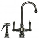 WHI-WHKSDLV3-8104-C Vintage III dual handle entertainment/prep faucet with short gooseneck swivel spout, lever handles and solid brass side spray